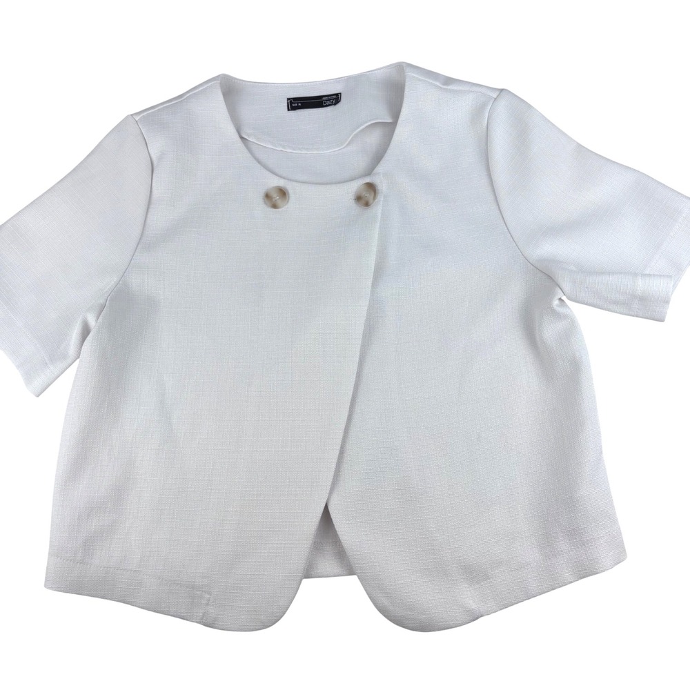 Dazy Cardigan Bolero Short Sleeve Button White Sz XL